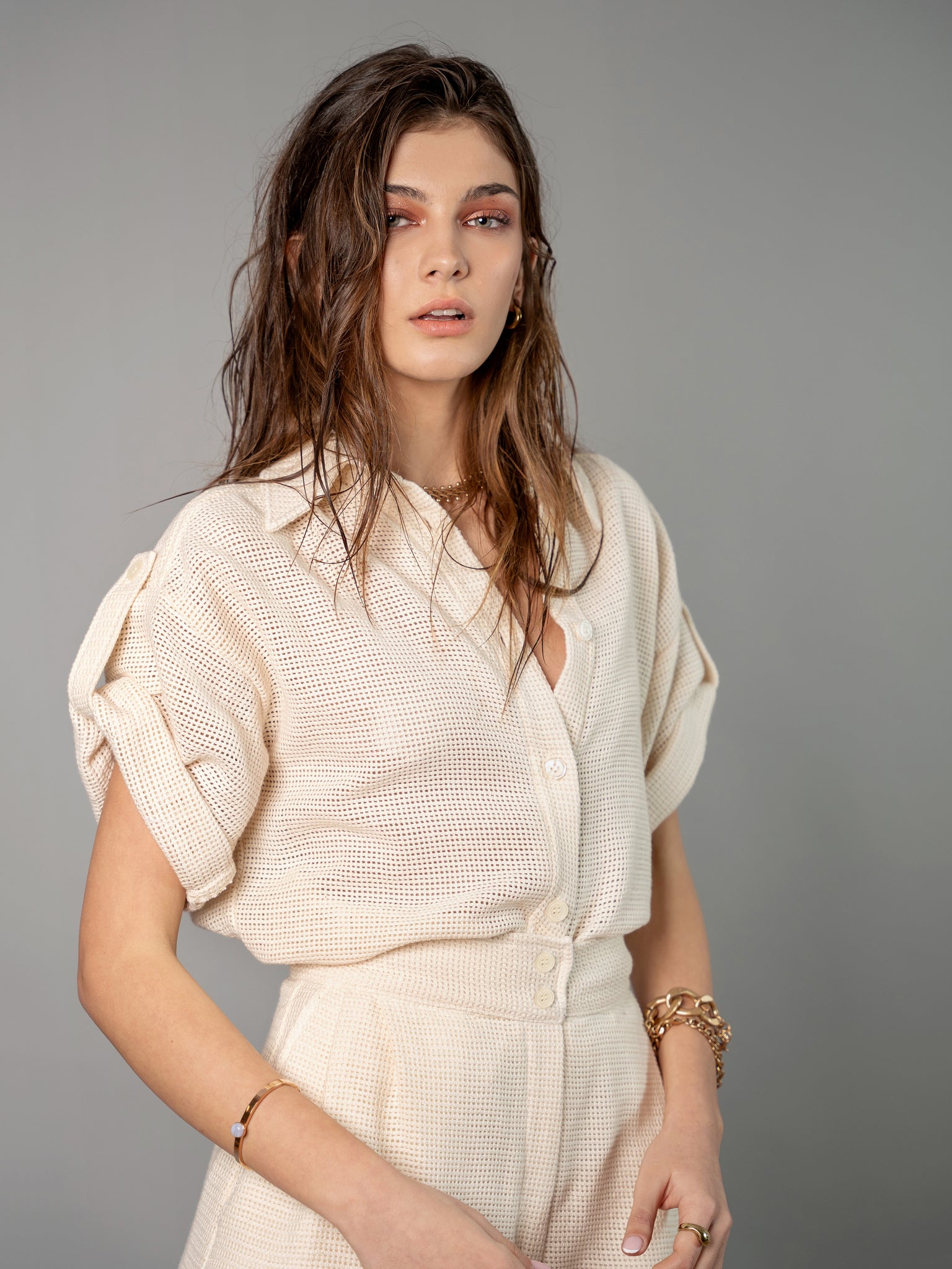 Cream Short Sleeve Shirt